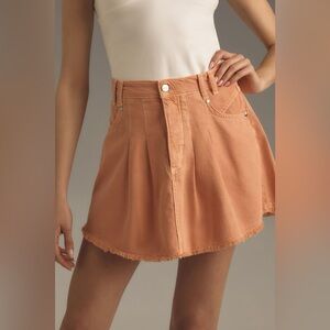 Anthropologie | Pilcro | Pleated Micro Denim Skirt | sz 8 | Orange